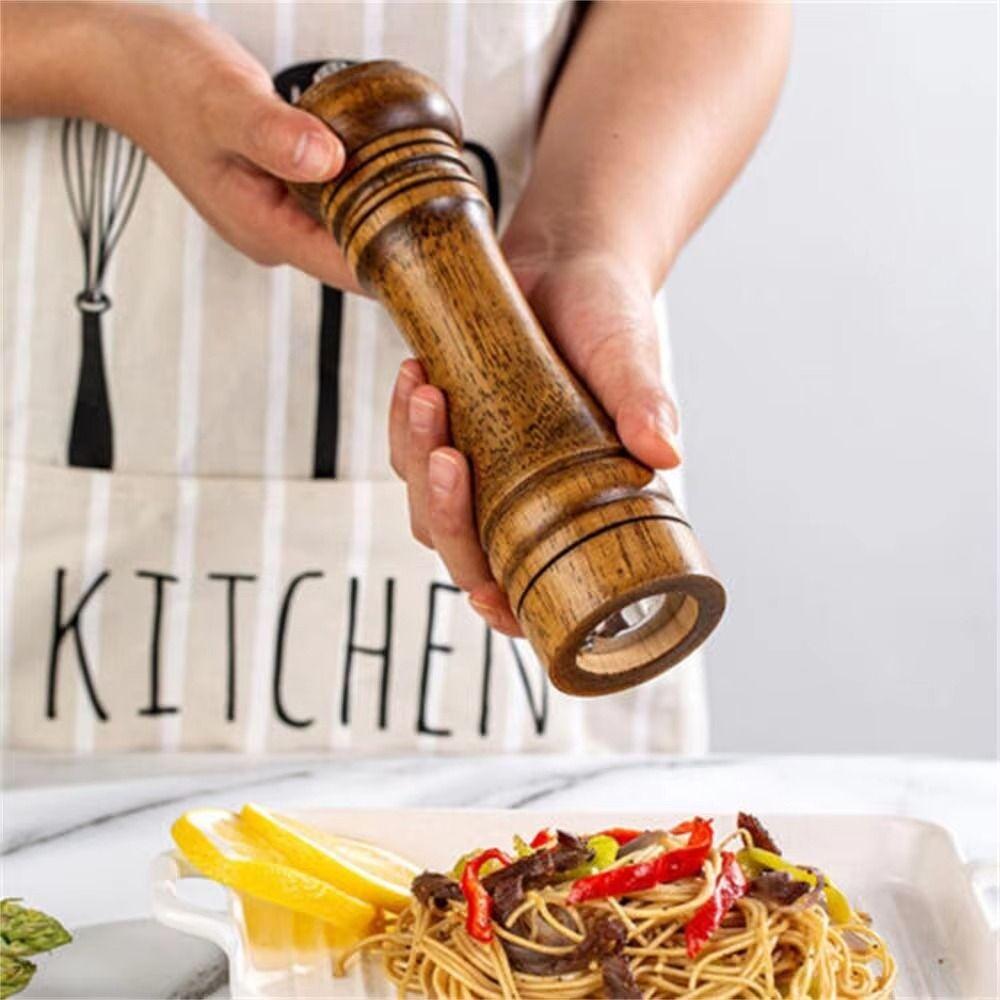 Pepper Bottle Cooking Salt Pepper Grinder Wooden Hand Pepper Grinder  Sea Salt