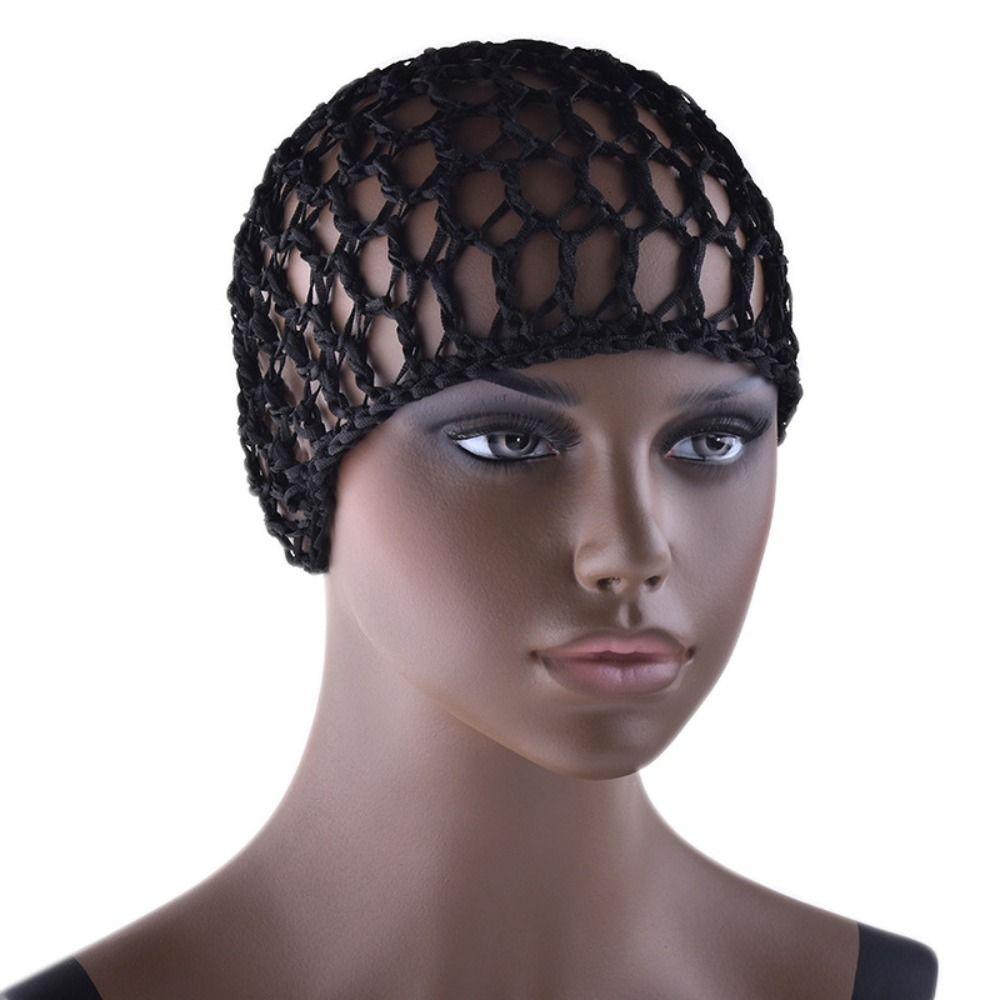 Handgemachtes Häkel-Haarnetz Schlaf-Nachtabdeckung Turban Schwarz Perückenkappen Netzhaarnetz