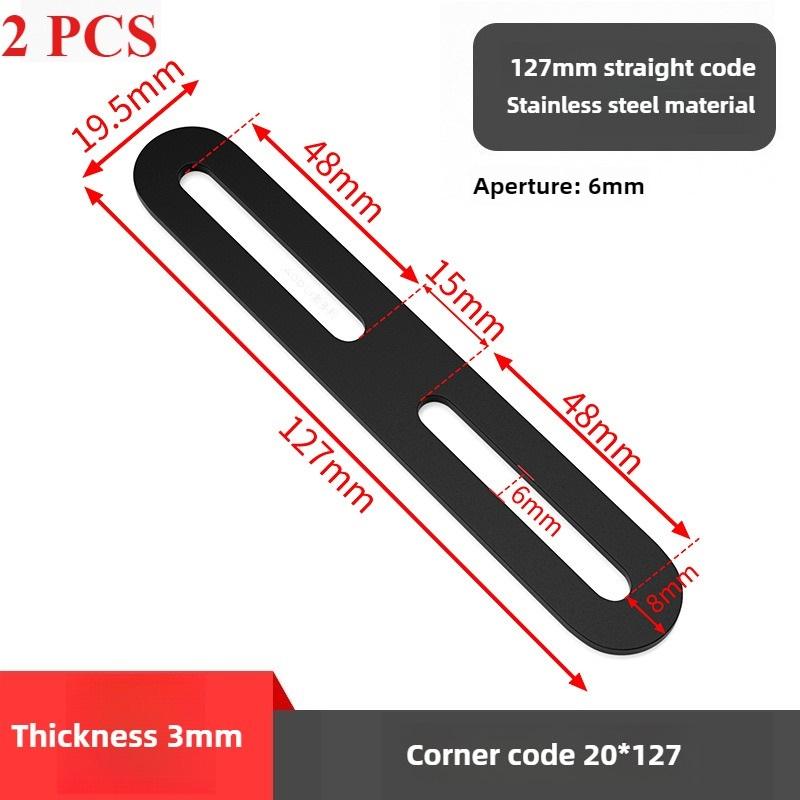 Black Stainless Steel Adjustable Angle Code Long Hole Activity 90 ° Right Angle Furniture Fixer L-shaped Shelf Bracket Connector