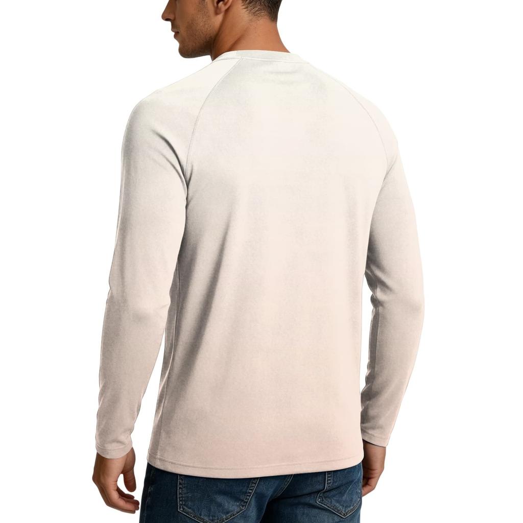 Men's Long Sleeve UPF50+ Sun Protection Shirt Lightweight Breathable Quick Dry Outdoor Casual Loose Fit T-Shirt for Summer Hiking Fishing