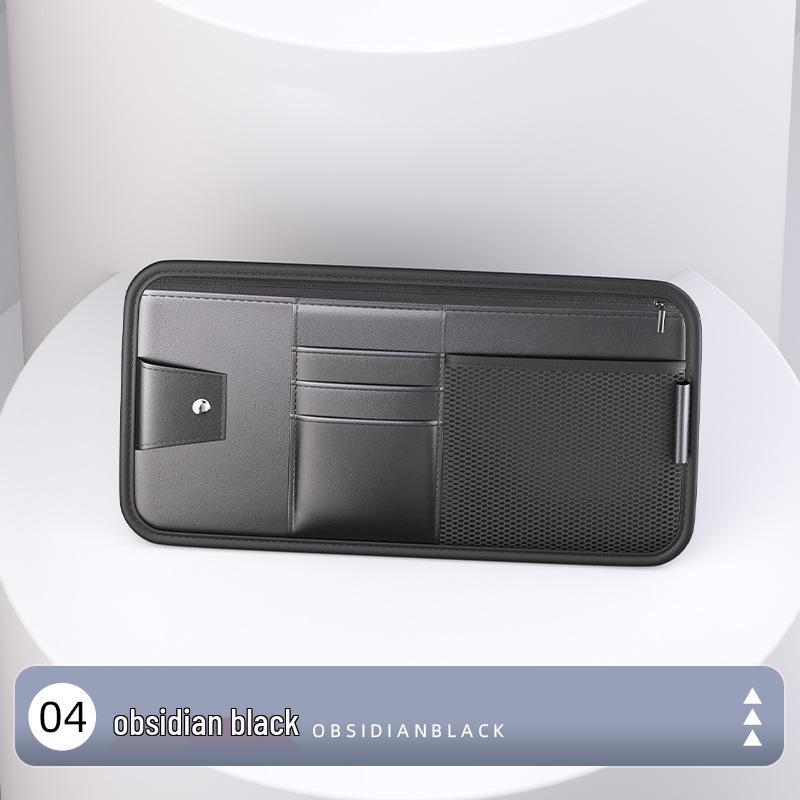 Car Sun Visor Multifunctional Storage: Glasses Case, Sunglasses Clip, CD Board, Card Holder, Storage Bag.