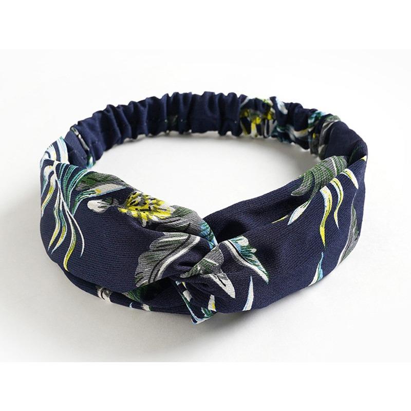 Leopard Print Flower Spring Autumn Summer Chiffon Cross Elastic Headband Women Headband Hair Accessories Headgear
