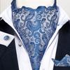 Mens Ascot Silk Cravat Blue Paisley Tie Handkerchief Cufflinks Set Formal Party