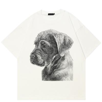 Streetwear T-Shirt mit Hunde-Grafik, Baumwolle, Unisex-Tops, T-Shirts, Sommer, kurze Ärmel