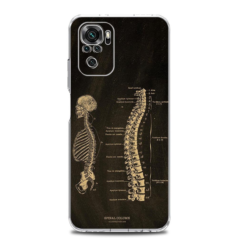 Skeleton Chalkboard Body Heart Phone Case For Xiaomi Redmi Note 13 12 5G 9S 9 8 10 11 Pro Plus 4G 9T 13C 12C10C 9C 9A 7 Cover