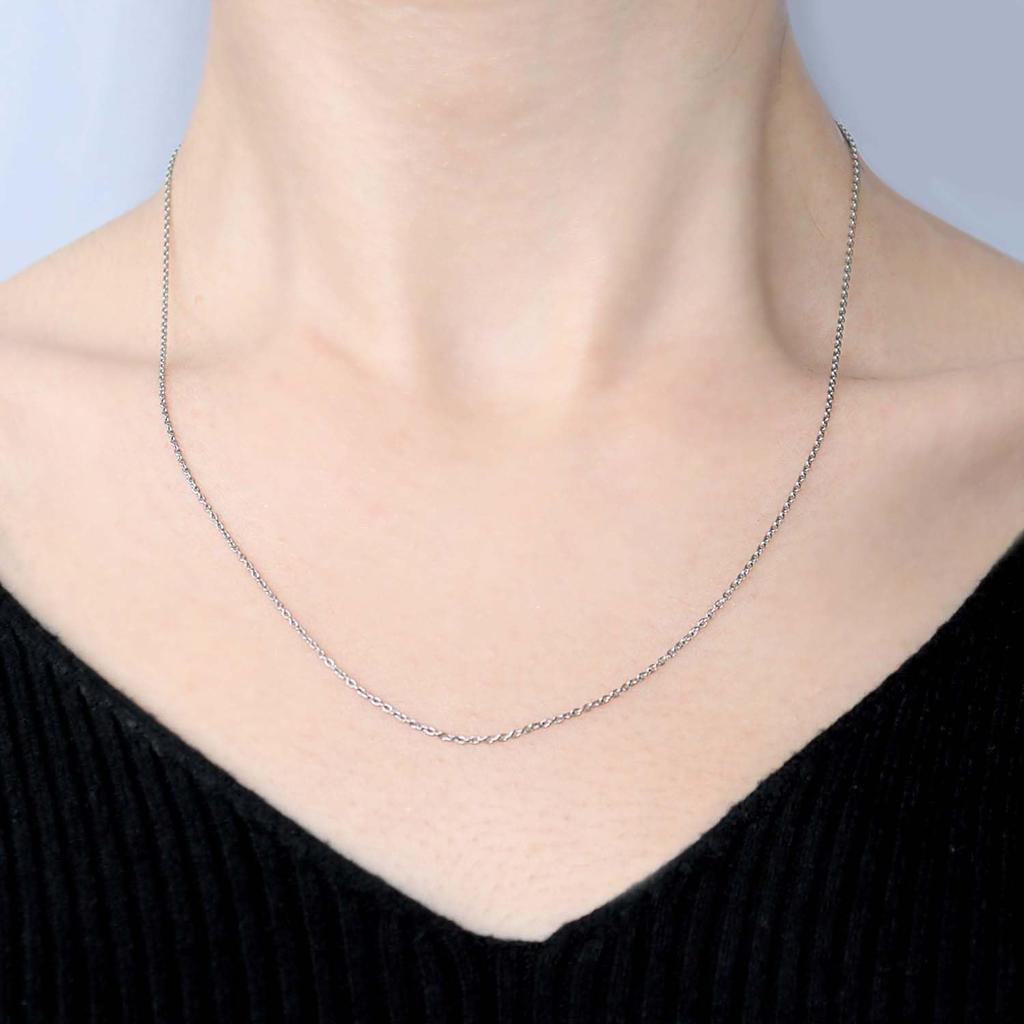 Lala Christie Platinum Pt850 Round Azuki Chain Necklace with Slide Adjuster, Adjustable Length, 1.1mm Wide, Approximately 2.8g, 45cm Long (lc97-0035)