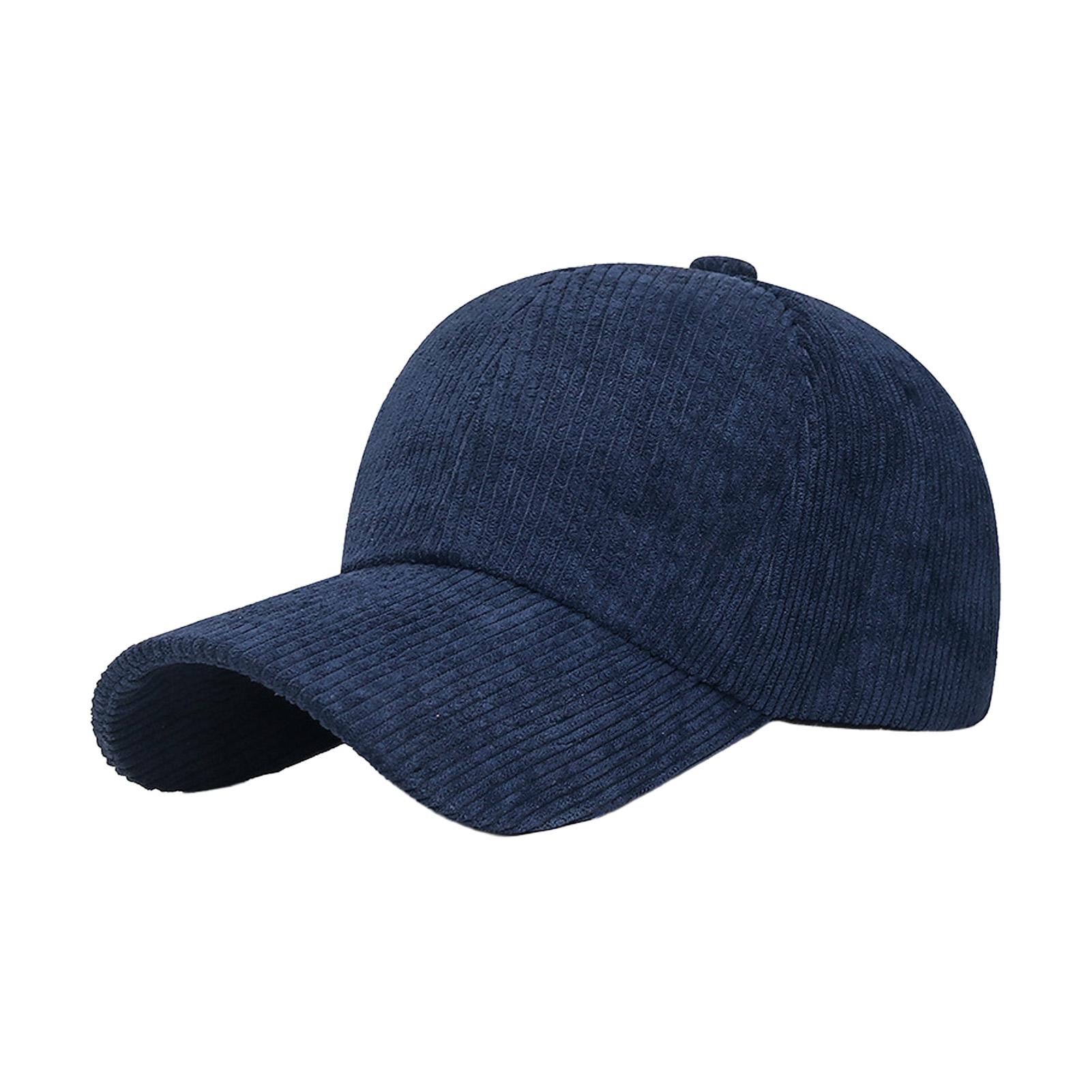 

Outdoor travel corduroy baseball cap wide brim sun protection adjustable strap solid color casual hat for men women темно-синього кольору