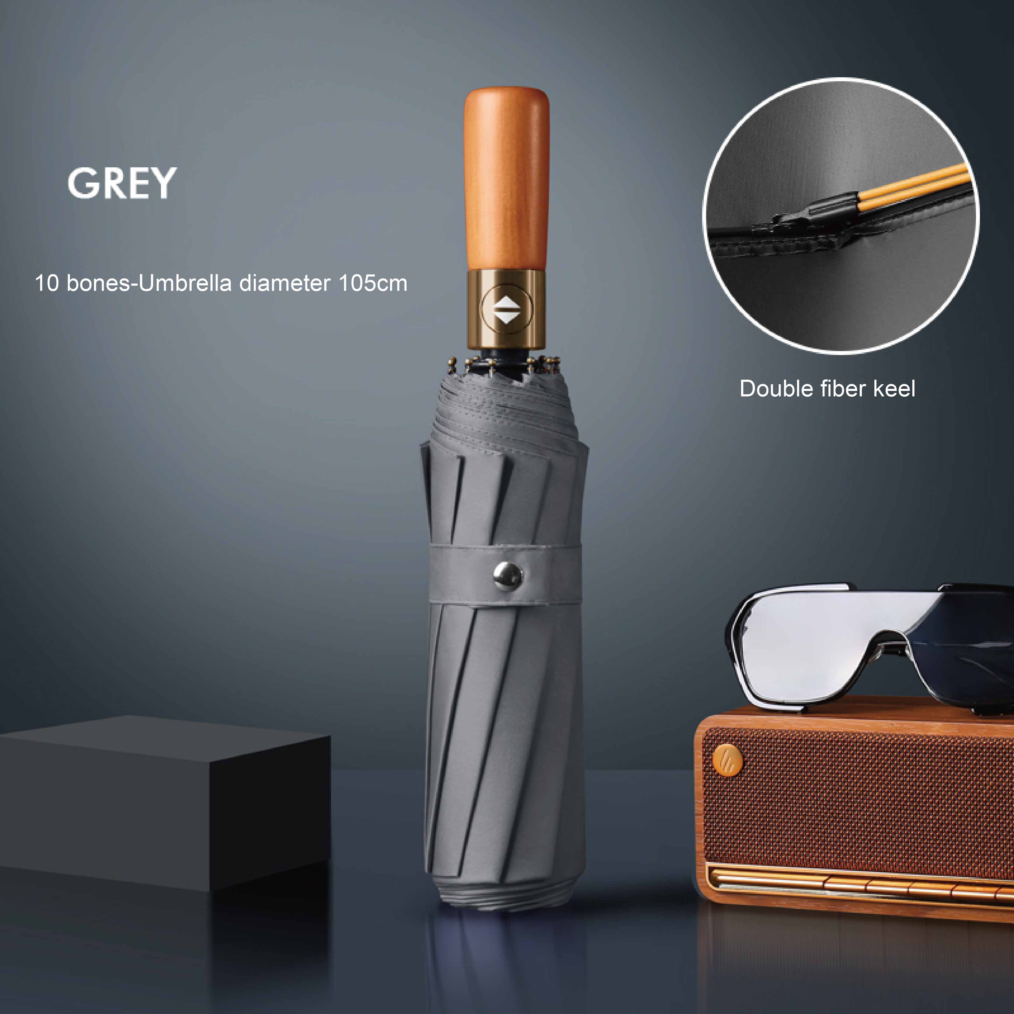 

10 спиц ретро ручка из массива дерева полностью автоматический зонт защита от солнца и ультрафиолета складной солнцезащитный зонт для мужчин и женщин full-fiber&10K серый