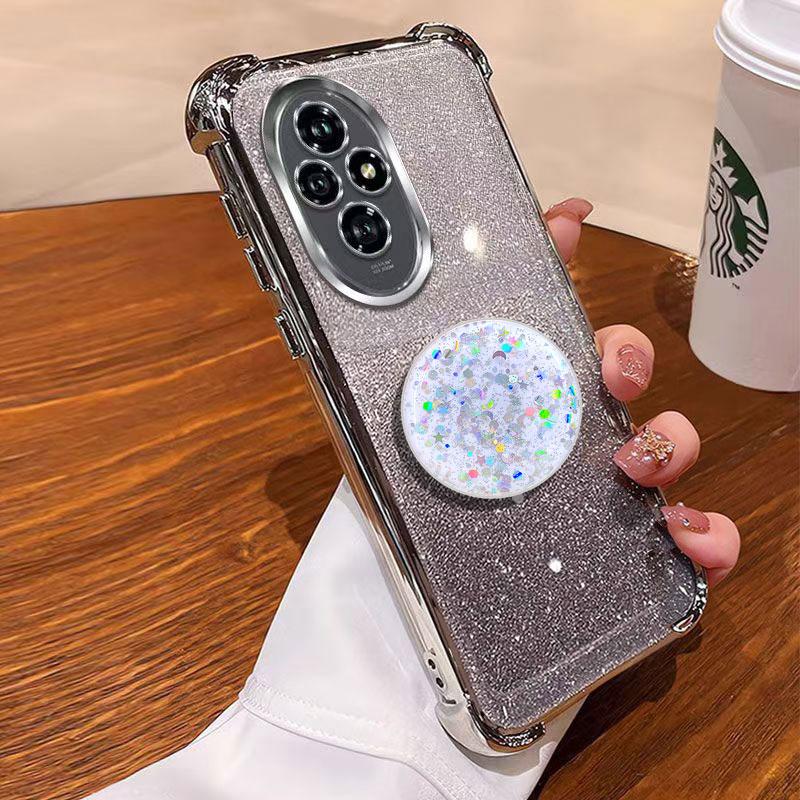 Shiny Star Stand Holder Case For Honor 200 pro Lite Smart X8C X6C X6A X6B X8A X8B Silicone Shockproof Glitter Cover with Ring