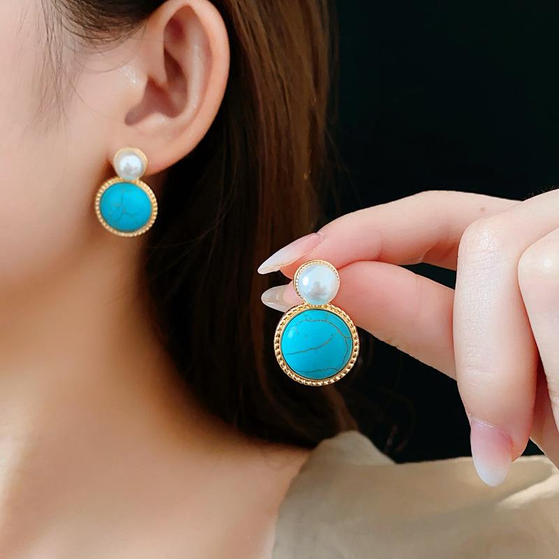 Silver Needle Diamond Teardrop Pendant Stud Earrings - Vintage Luxury Design