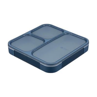CB JAPAN Foodman Bento 800ml Ash Double Secured with DSK Box, Slim, Portable, Stand-Up, [Antibacterial] Navy, Leak-Resistant Sealing, 4-Point Locking,