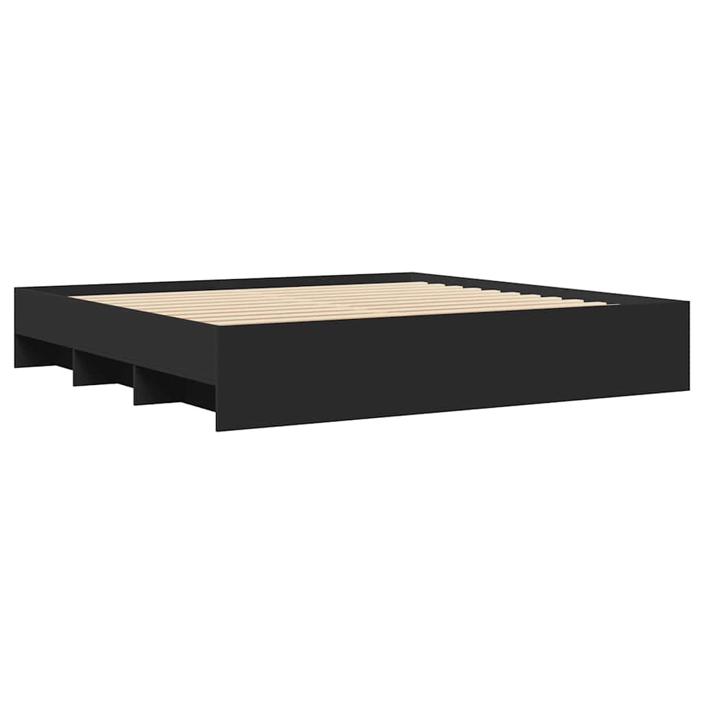 Bed Frame without Mattress Black 180 x 200 cm Engineered Wood