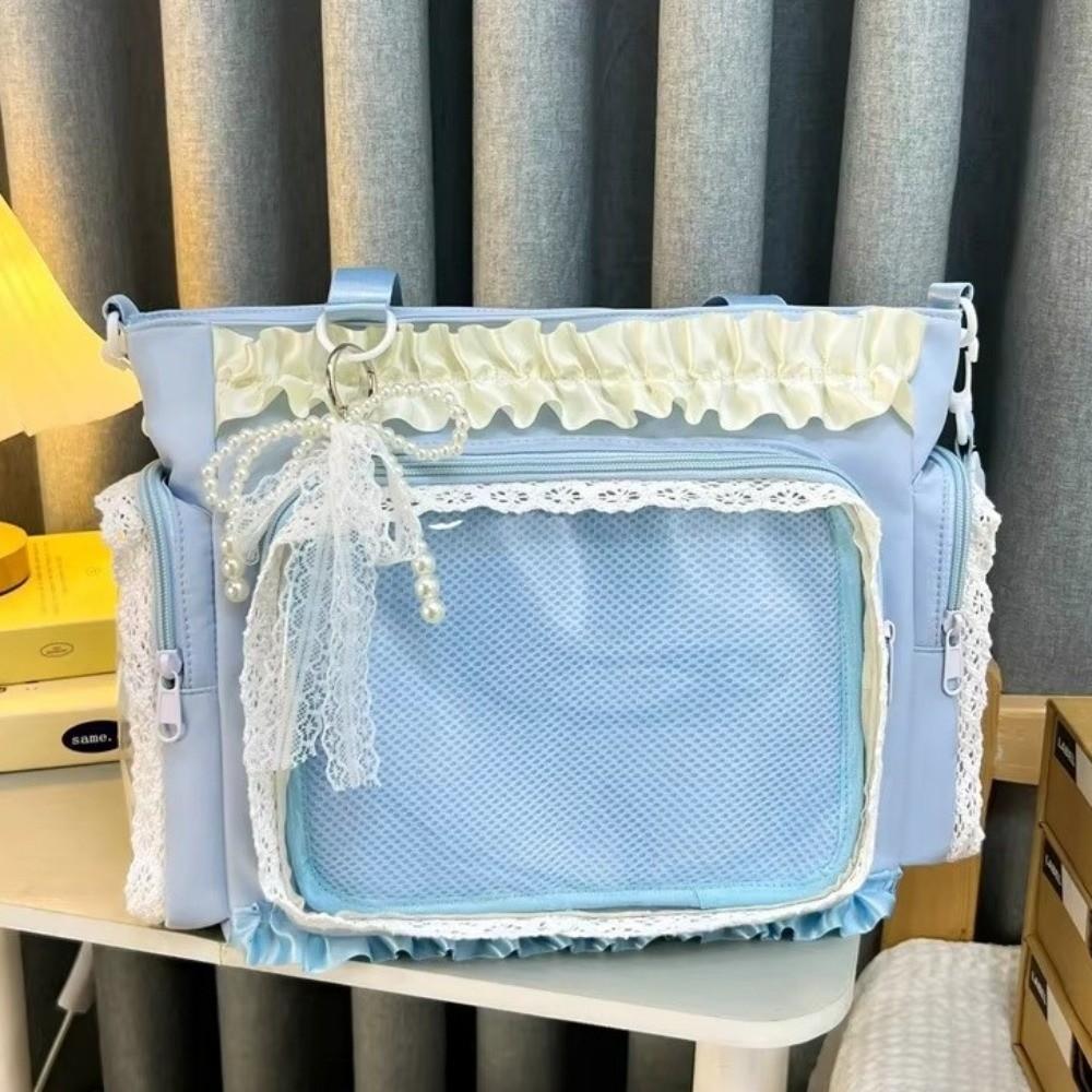 Bowknot Lolita Transparent Crossbody Bag Large Capacity Tote Bag Cute Anime Shoulder Bag  Outdoor