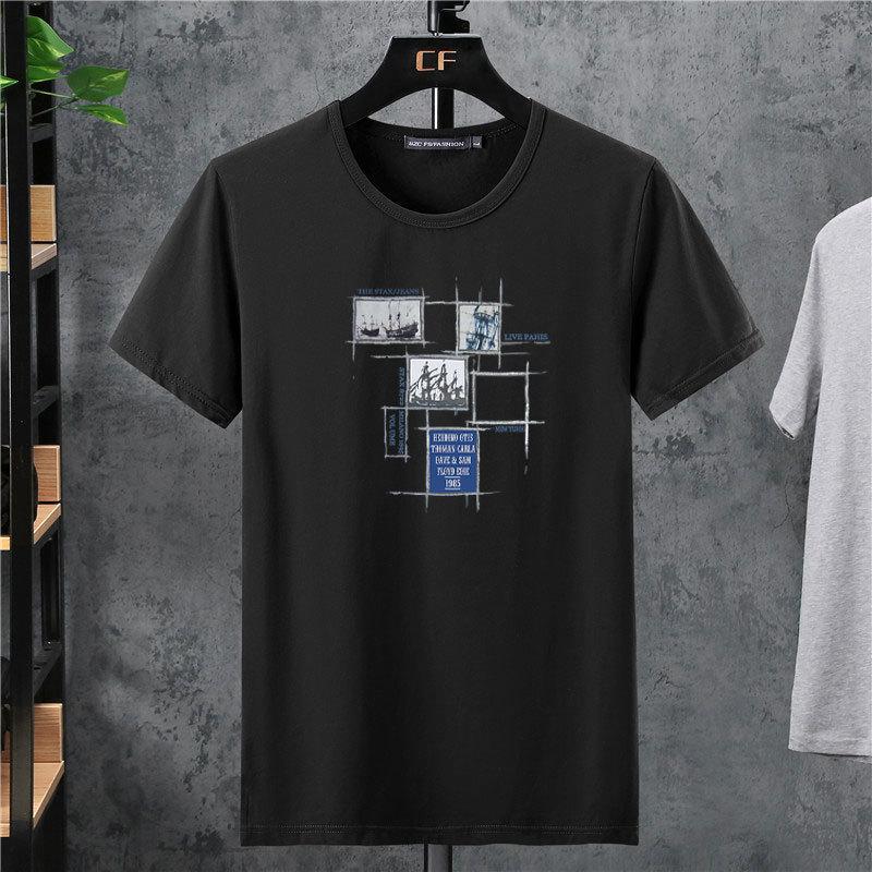 Мужская летняя эластичная мужская хлопковая футболка с короткими рукавами — фото 12