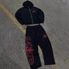 Corteiz Alcatraz Digital 3D Print Hoodie Set Hip Hop Loose Streetwear Teens