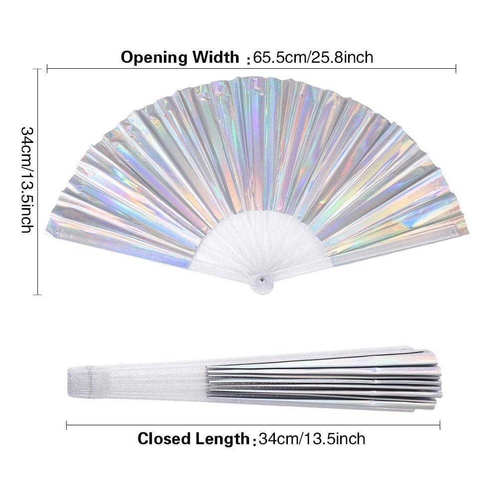 Iridescent Finish Folding Fan Large Size Cooling Fan New Handheld Fan  Summer