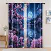 2pc,  Curtains Cherry Trees In the Moonlight Blackout  Polyester Festive Holiday for Multipurpose Various Event Decoration