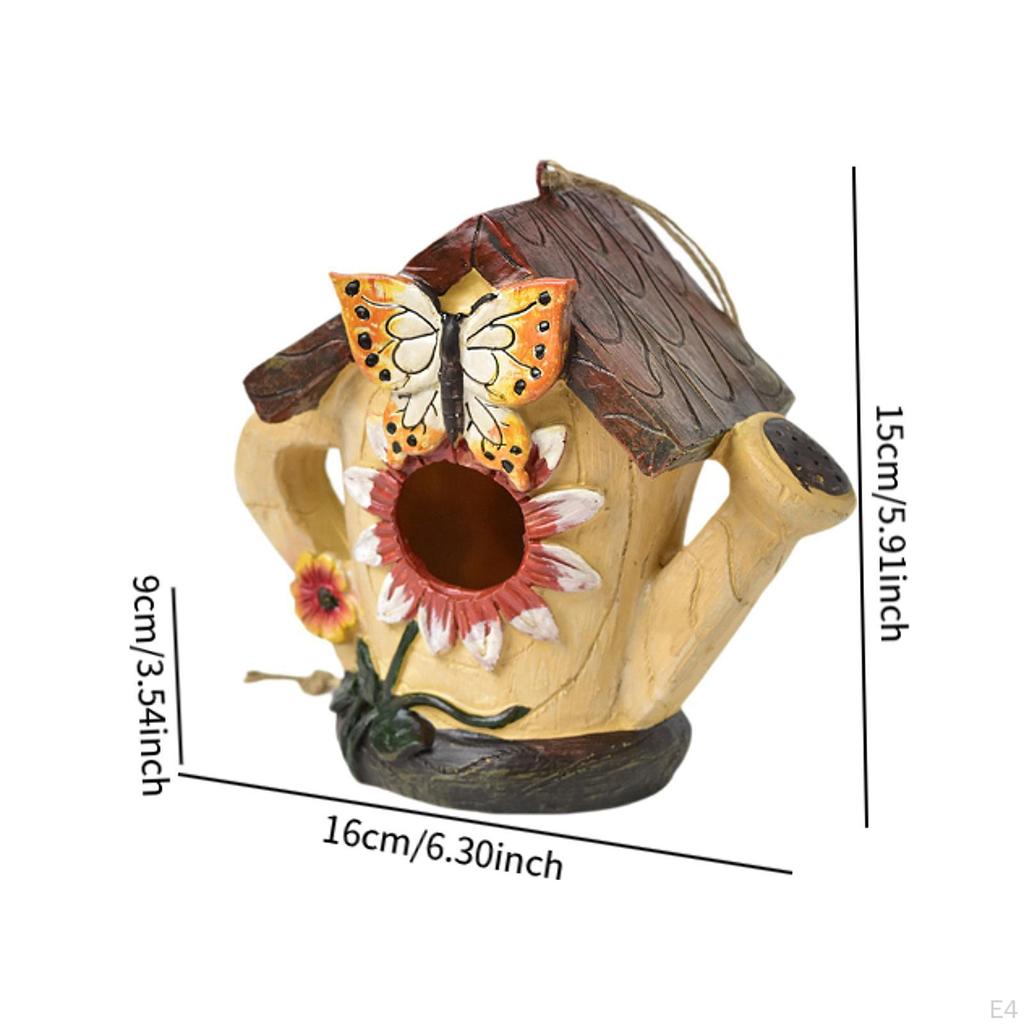 Hanging Bird House for Outdoor Decorative Birdhouse Hummingbird Nest Resin Hut Garden