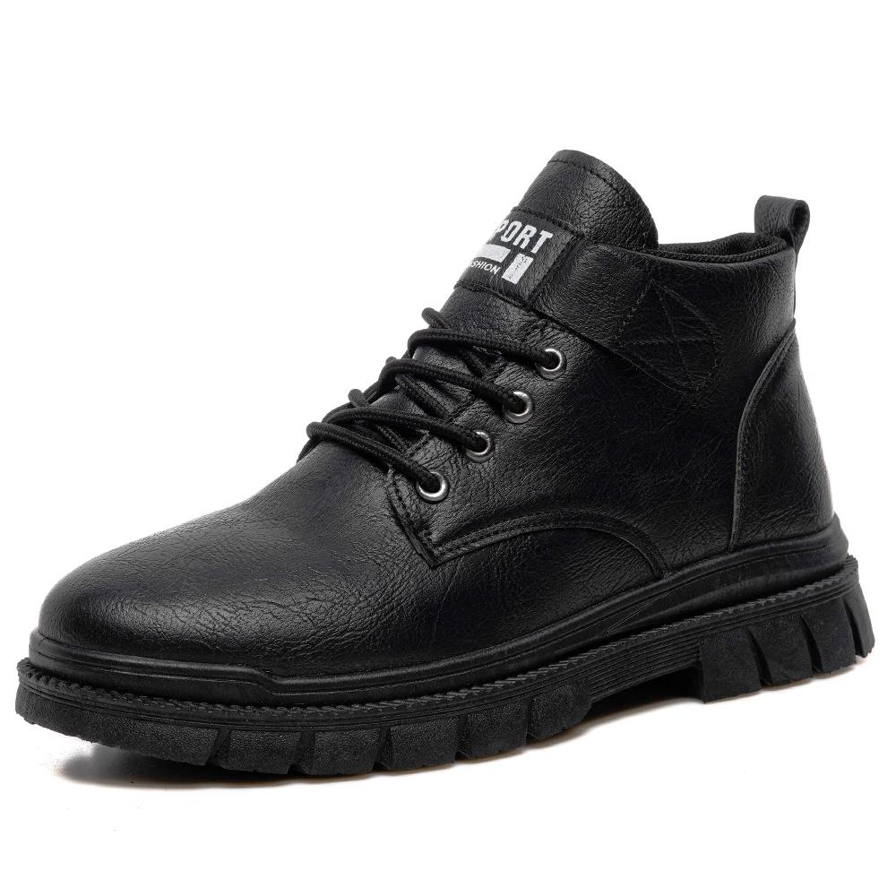 Men's Casual Boots Spring and Autumn British Workwear Boots Non Slip Soft Sole Comfort Outdoor Mid Top Leather Boots Male Shoes