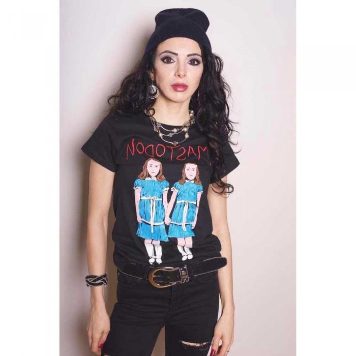 Camiseta feminina/feminina de algodão Mastodon Twins S preto