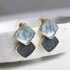 Fog Blue Rhombus Dangle Earrings for Women Enamel Square Earrings Random Texture Cute Girls Drop Earrings Boucle D'oreilles
