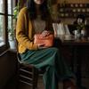 IJUN Vintage Clutch Bag for Women - Handmade Vegetable-Tanned Leather, XXS Size (Orange)
