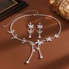 French-Style Earrings and Necklace Set Zirconia Butterfly Tassel Jewelry Sets  for Banquets
