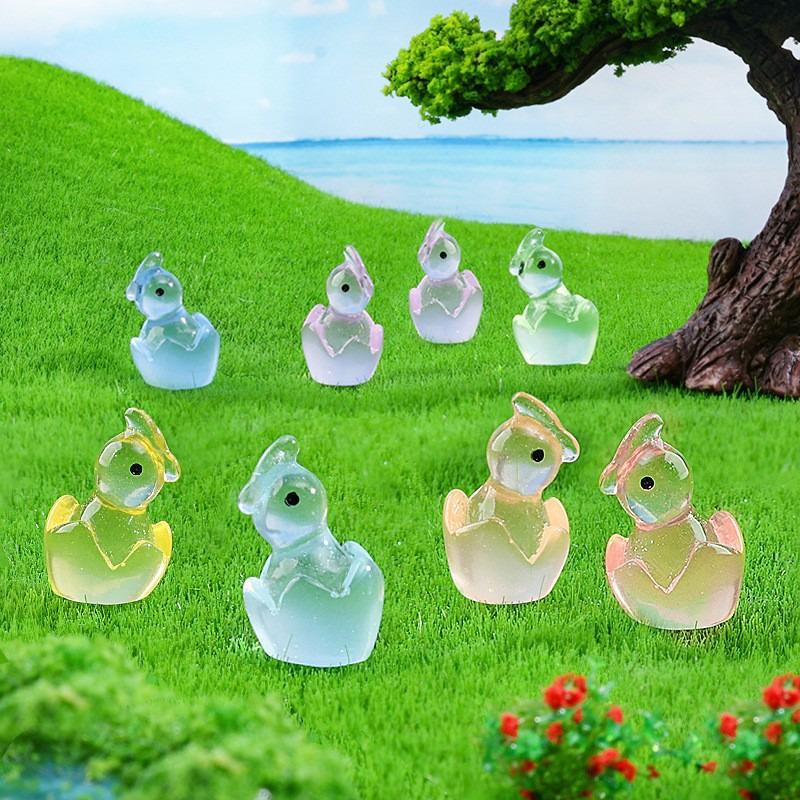 Miniature Luminous Resin Animal Ornaments: Cartoon Desktop & Car Decorations