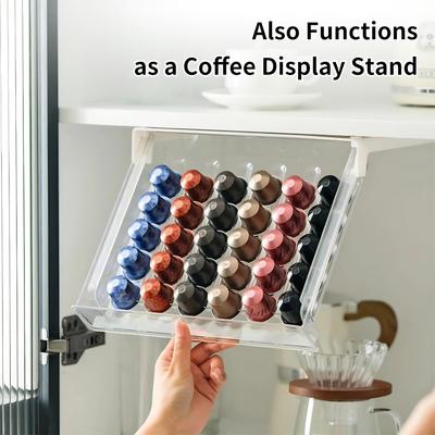 Coffee Capsule Storage Drawer 30 Pod Organizer for Pull-Out Tray Fits Kitchen Drawer Plastic Home Storage Holder