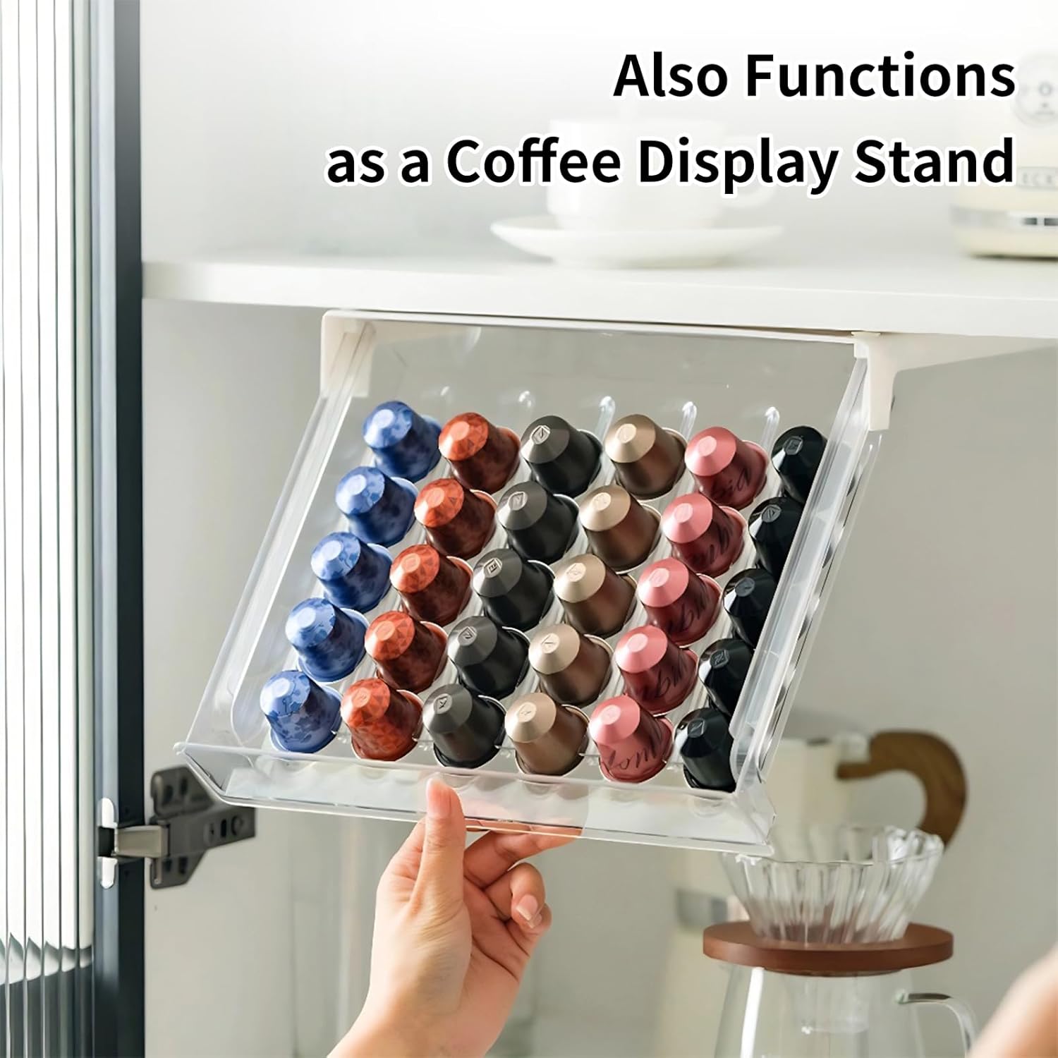 Coffee Capsule Storage Drawer 30 Pod Organizer for Pull-Out Tray Fits Kitchen Drawer Plastic Home Storage Holder