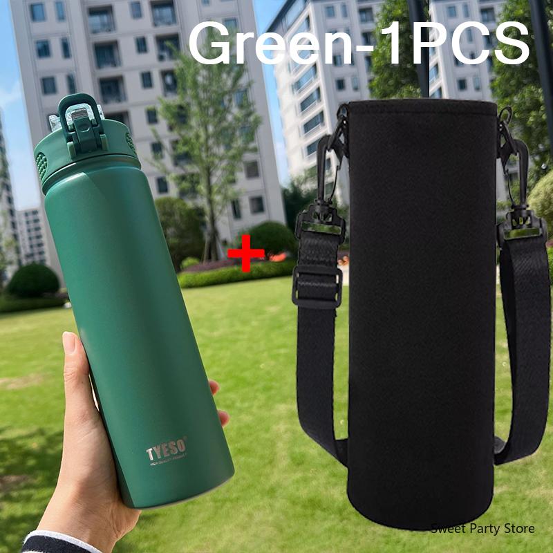 Tyeso 600/750ML Stainless Steel Vacuum Flask With Straw Car Thermal Cup Sports Water Bottle Travel Insulated Cup Thermal Mug