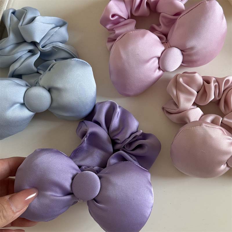 Noi Elastice de Păr Colorate cu Fundă Coreene pentru Femei, Dulci, Culoare Solidă, Satin, Elastice pentru Coadă de Cal, Accesorii de Păr