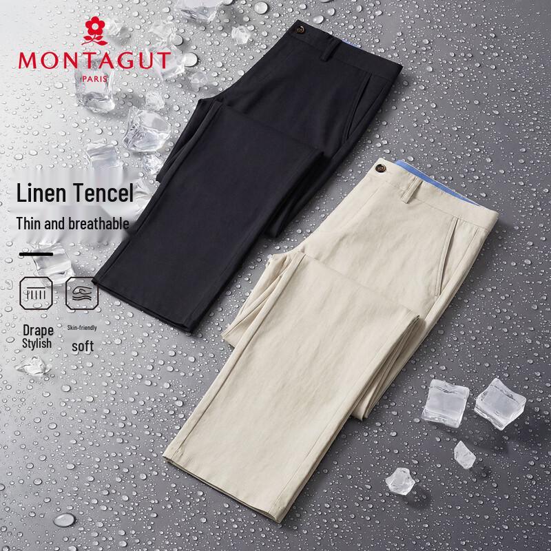 MONTAGUT Men s Lyocell Tencel Blend Slim Fit Casual Business Pants 35