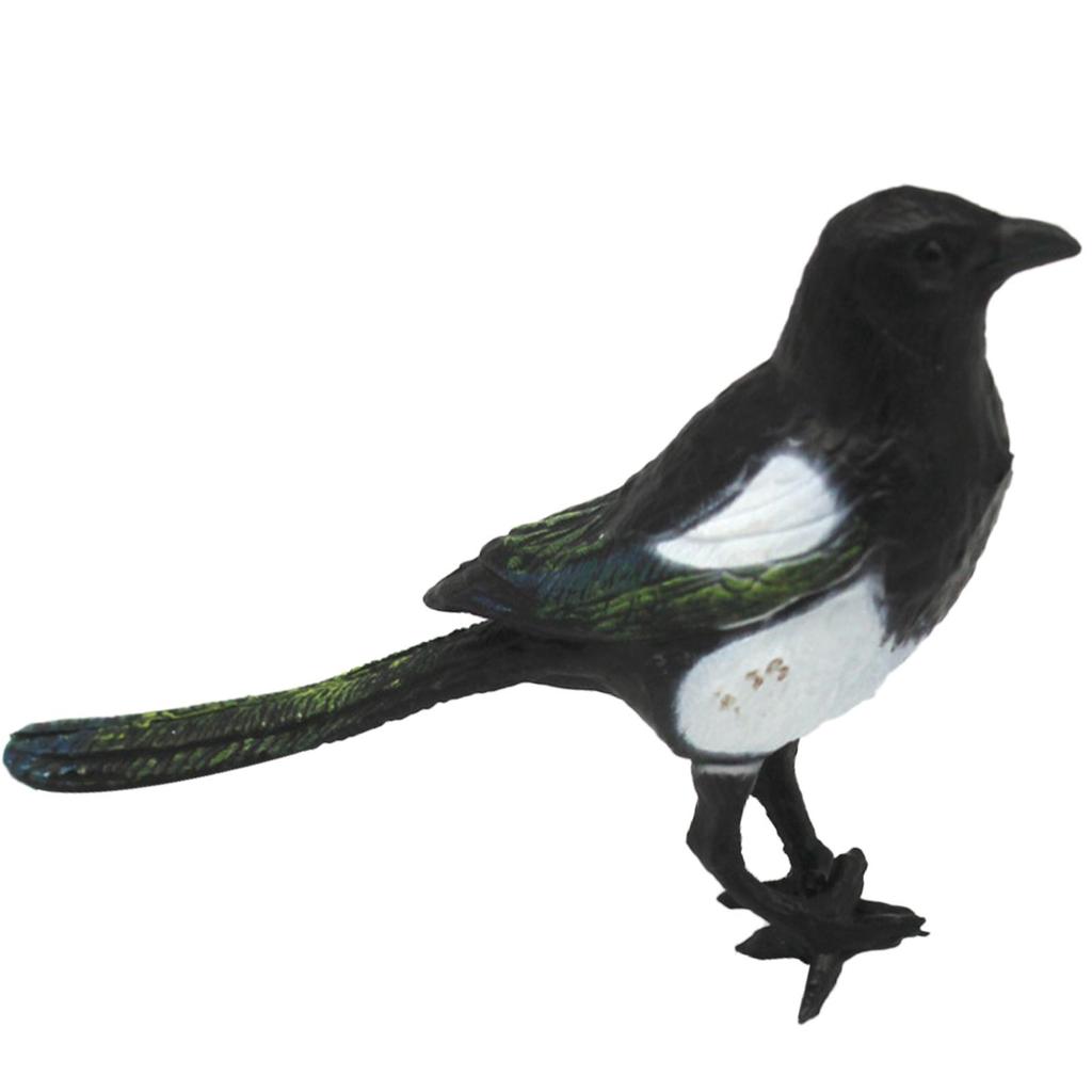 Pájaro de Simulación Urraca Animal Realista Figuras de Pájaros Adorno de Jardín para Fotografía de Jardín Accesorio Césped Micro Paisaje Casa