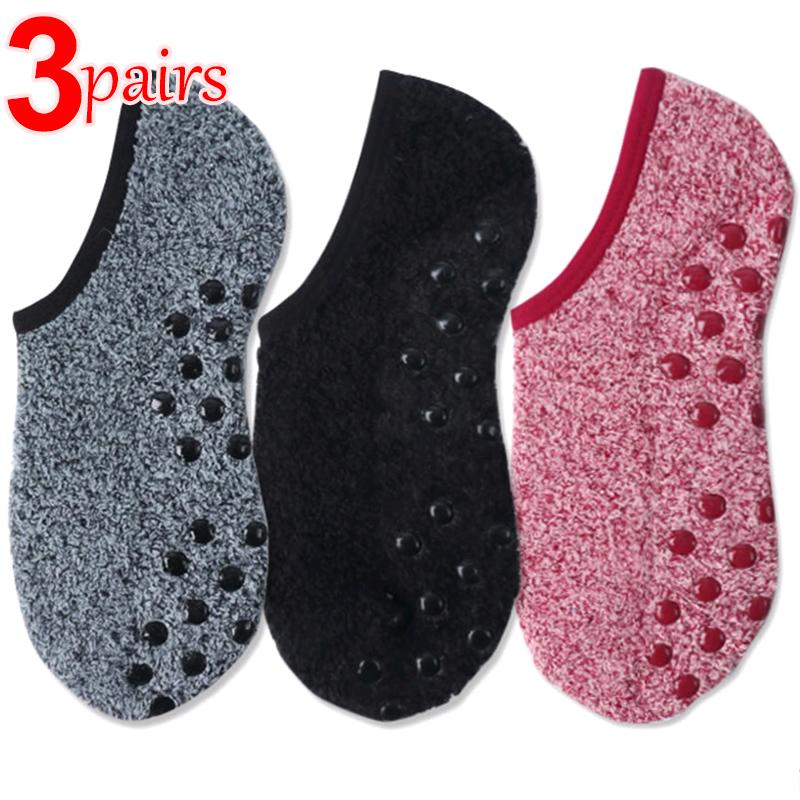1/3 pary Miękkie Skarpetki z Polaru Koralowego Damskie Pogrubione Pluszowe Zimowe Ciepłe Kapcie Podłogowe do Spania Krótkie Skarpetki Niewidoczne Skarpetki Stopki