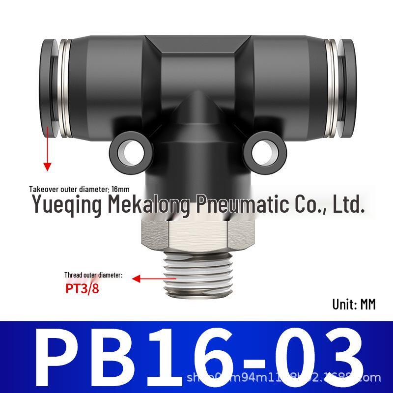 Three-Way Pneumatic Quick Connector Set for Air Hoses - Black, White, Blue Fittings