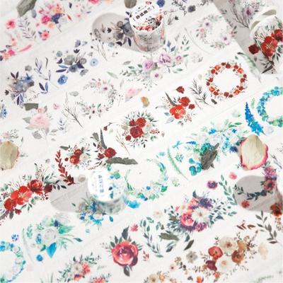1 Roll of Plant Flowers and Paper Tape Hand Account Material Scrapbook Stickers Stickers Stickers Decorative Landscaping Collage