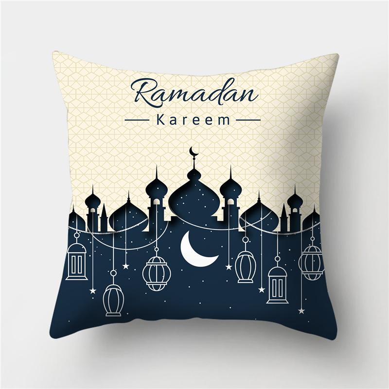 Islamischer Eid Mubarak-Kissenbezug für Zuhause, Ramadan-Dekor, Baumwolle, Sofa, Moschee, muslimisches Dekor, Kissenbezug, 45 x 45 cm