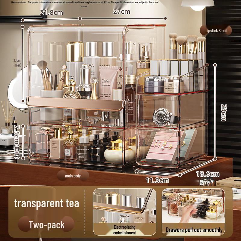 Transparent PET Skincare Storage Organizer - Dustproof, Thickened Shelf for Large Dressing Tables
