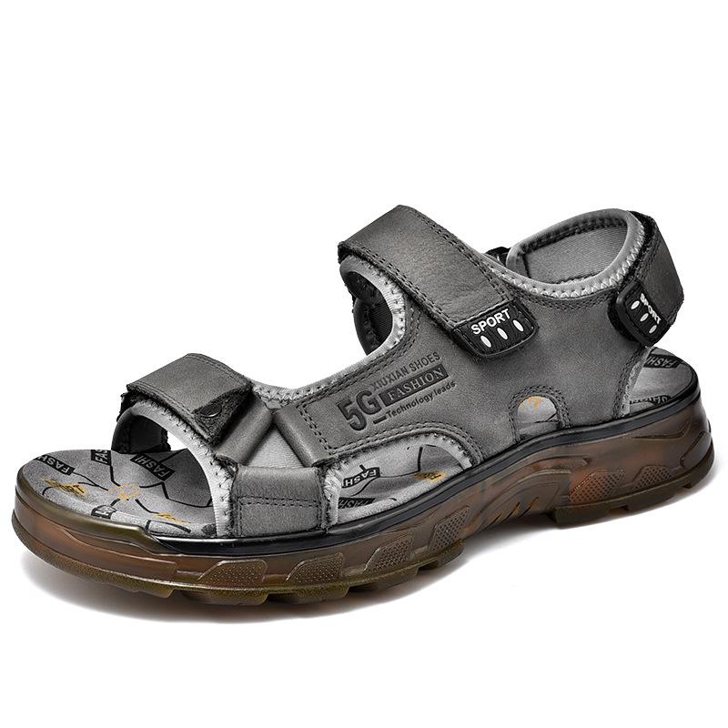 Top Layer Cowhide Sandals Summer New Non-Slip Thick Bottom Outdoor Beach Shoes Tendon Bottom Versatile Casual Shoes for Men