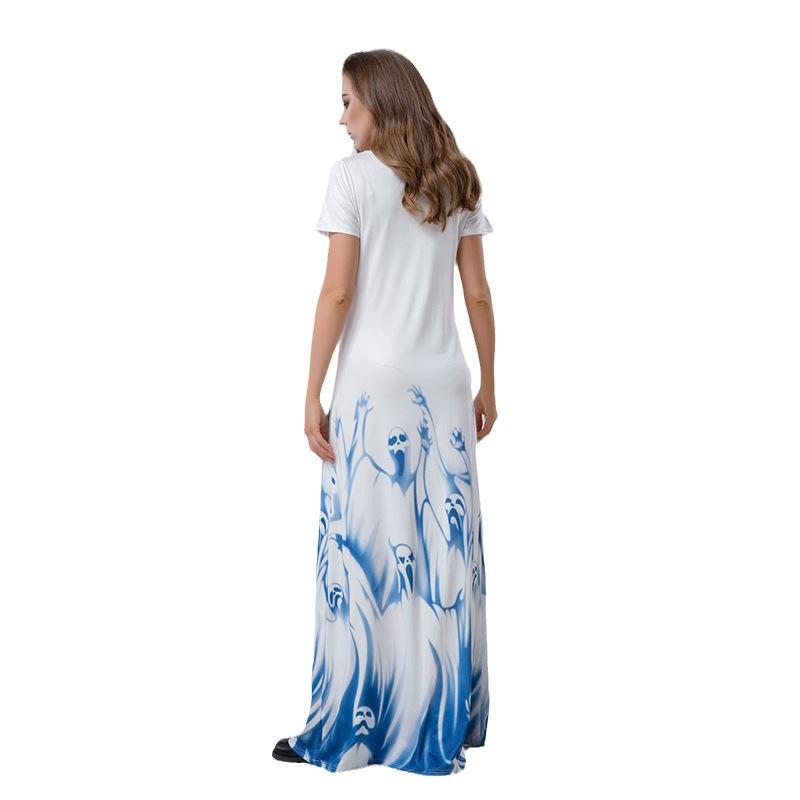 Cosplay Halloween costume blue and white skeleton ghost bride, movie cosplay costume, game uniform
