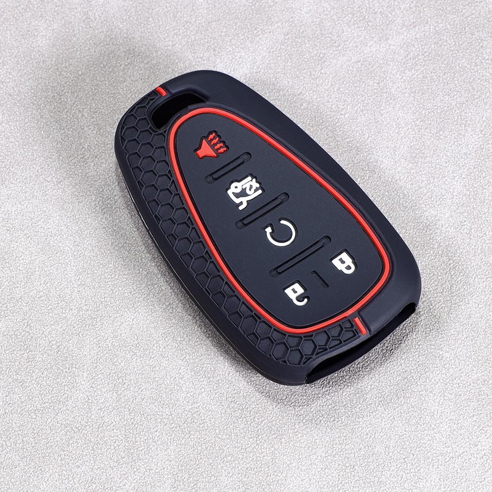 Soft Silicone Key Cover Case Fits For Chevy Traverse Cruze Chevrolet Equinox Malibu 5 Button Silverado Car Smart Key