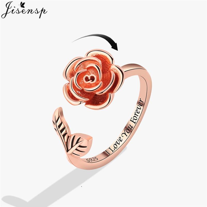 Mote Fidget Spinner Ring Angst for Kvinner Flere Krystall Solsikke Fingerringer Roter Anti Stress Zirkon Bryllupsgave