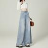 American High-waisted Wide-leg Jeans Women's Spring and Autumn New Rough Edge Design Loose Drape Floor-mopping Jeans