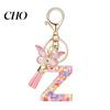 Pocket Keychain Pink Series Pendant, Sequins Heart Initial Letter Charm Key Chain with Backpack Butterfly Tassel Design, A-Z Holder for Bag