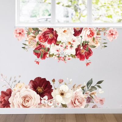 Hand-Painted Flower Room Decor Wall Sticker Background Wall Art for Living Room Bedroom Home Decoration Removable