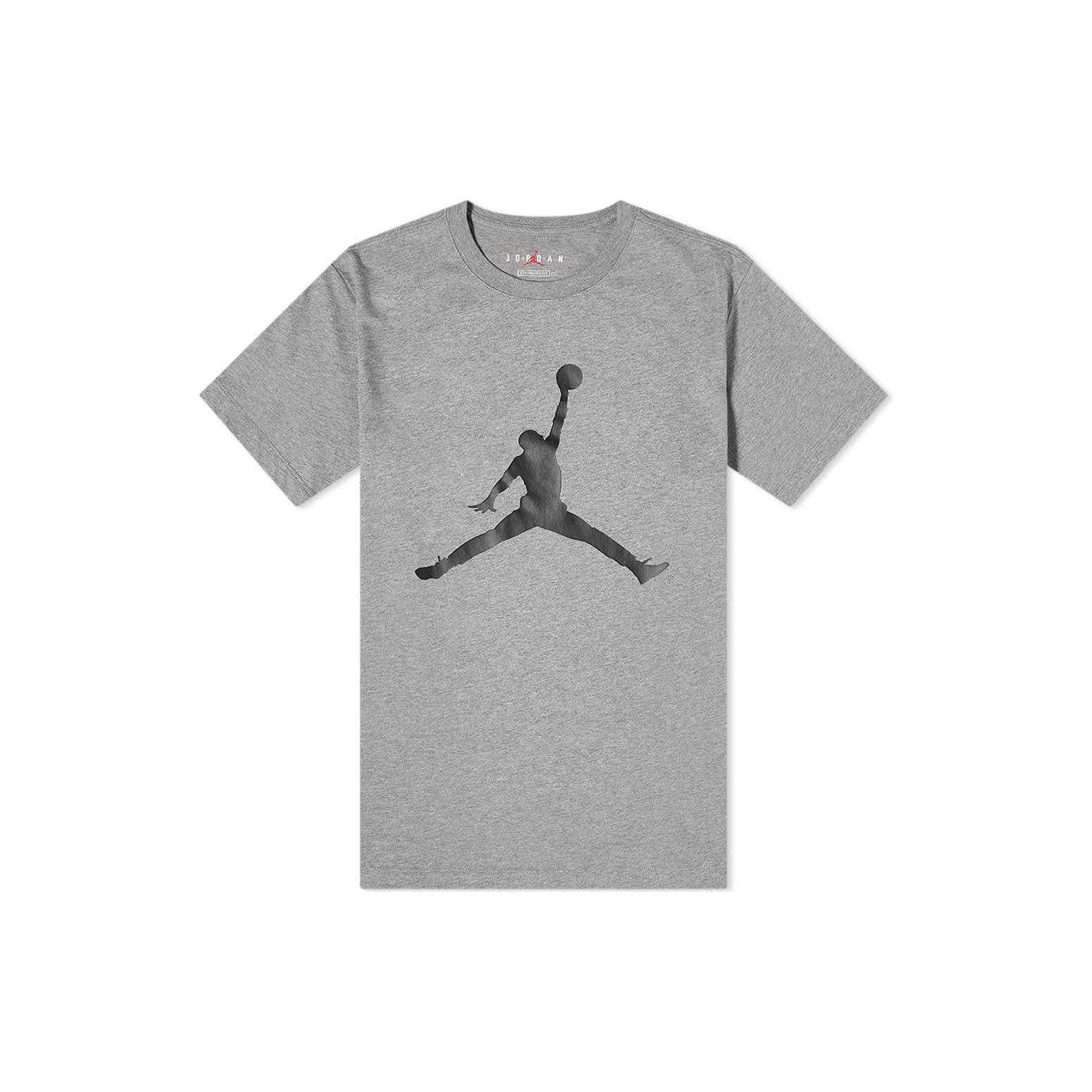 Men s Air Jordan Chest Large Logo Printing Round Neck Cotton Short Sleeve Gray T-Shirt CJ0921-091 L