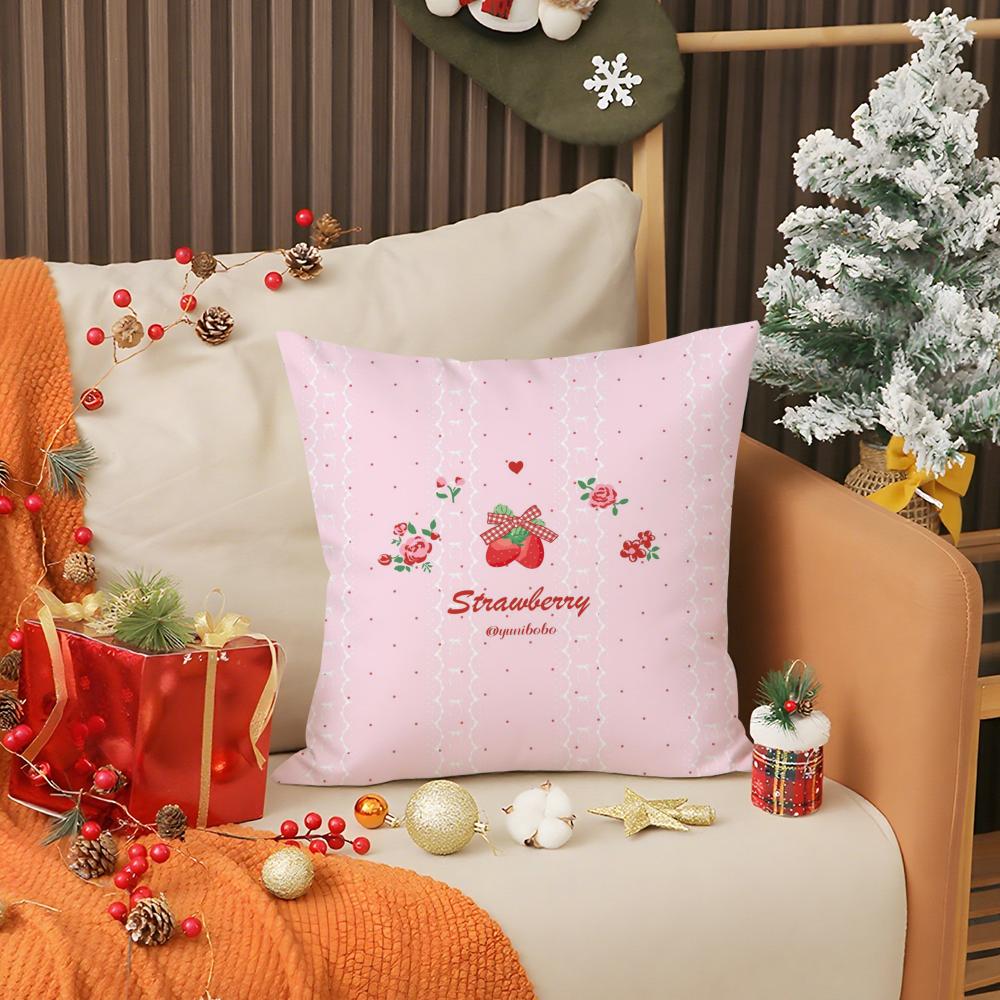 Elegant Jordgubbsblommor Tryck Kuddfodral Tryck Kuddfodral Vardagsrum Soffa Kuddeöverdrag Sovrum Rumsinredning
