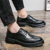 New Brock engraved casual leather shoes for men genuine leather business formal wear British thick-soled height-increasing style