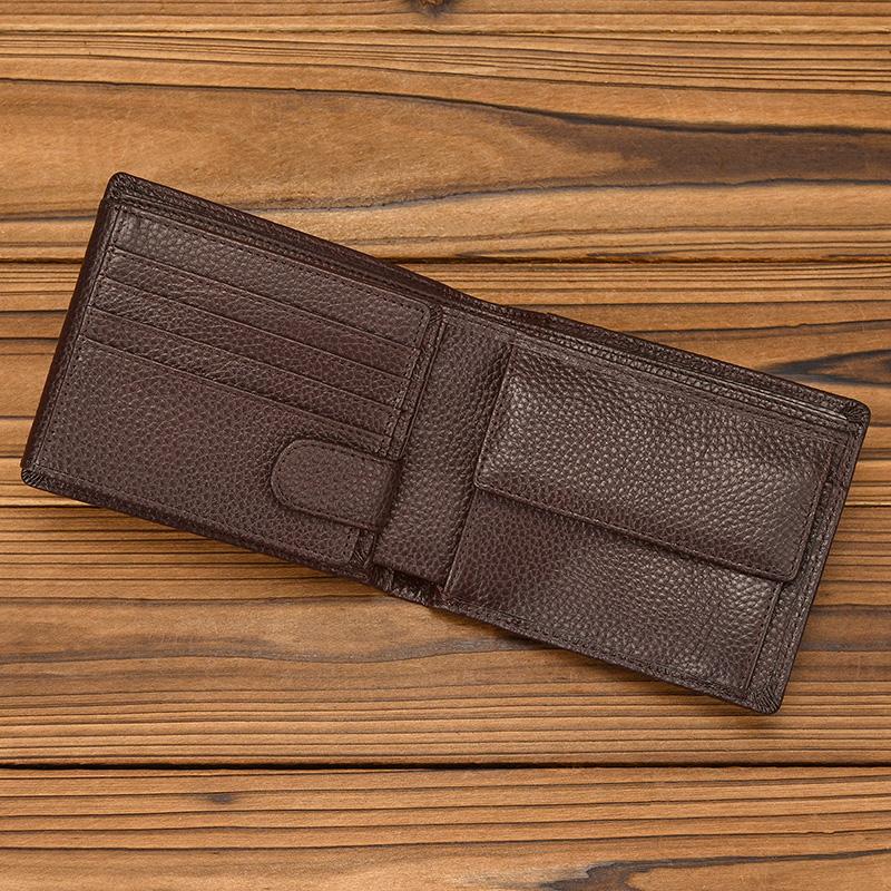 Fashion Men's Short Wallet Genuine Leather Handmade Leather Short Purse For Man Male Cowhide Small Purse For Men Card Holder